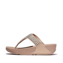 Klapki damskie FitFlop Lulu Maxi-Crystal. Brązowe klapki damskie FIT FLOP, bez wzorów, z materiału, bez obcasa, bez zapięcia. Za 473.00 zł.