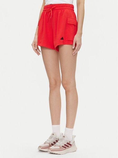 Adidas Szorty sportowe Essentials Small Logo JC5704 Czerwony Loose Fit. Czerwone spodenki sportowe damskie Adidas, s, bez wzorów, z bawełny. Za 79.99 zł.