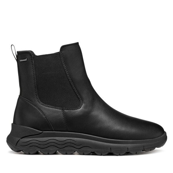 Botki Geox. Czarne botki damskie Geox, bez obcasa, na płaskiej podeszwie, bez zapięcia. Za 619.99 zł.