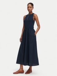 Tommy Hilfiger Sukienka letnia Gold Btn WW0WW49628 Granatowy A-Line Fit. Niebieskie sukienki damskie Tommy Hilfiger, bez wzorów, z bawełny, bez ramiączek. Za 649.99 zł.
