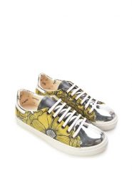 Goby Skórzane sneakersy w kolorze żółto-srebrnym rozmiar: 40. Szare obuwie sportowe damskie Goby, bez zapięcia. Za 162.87 zł.