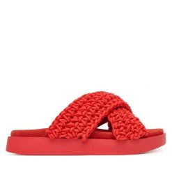 Klapki Inuikii. Czerwone klapki damskie Inuikii, bez wzorów, bez obcasa, bez zapięcia. Za 859.99 zł.