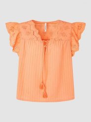 Pepe Jeans Bluzka "Anaise" w kolorze brzoskwiniowym rozmiar: M. Pomarańczowe bluzki damskie Pepe Jeans, m, bez wzorów, z bawełny, bez kołnierzyka, bez ramiączek. Za 191.95 zł.