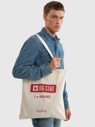 Torba bawełniana unisex Kalisz 102. Białe torby podróżne Big Star, z bawełny, na ramię, z nadrukiem, bez dodatków. Za 4.99 zł.