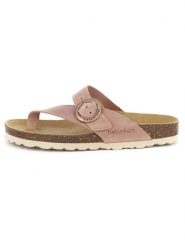 BABUNKERS Family Skórzane japonki w kolorze jasnoróżowym rozmiar: 40. Różowe klapki damskie BABUNKERS Family, bez wzorów, z otwartym noskiem, bez obcasa, bez zapięcia. Za 172.49 zł.