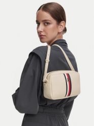 Tommy Hilfiger Torebka Th Corp Ess Camera Bag AW0AW19333 Kremowy. Białe listonoszki damskie Tommy Hilfiger, bez wzorów, ze skóry, bez dodatków. Za 449.99 zł.