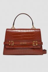GUESS Brązowa torebka Sestri Luxury. Brązowe torebki klasyczne damskie Guess, ze skóry ekologicznej, bez dodatków. W wyprzedaży za 559.99 zł.