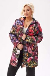 Lekka kurtka przejściowa SOFTSHELL z kapturem w kwiaty w odcieniach czerni, czerwieni i fioletu OVERSIZE PLUS SIZE XXL JESIEŃ. Czerwone kurtki sportowe damskie Moda Size Plus Iwanek, na jesień, m, bez wzorów, z bawełny, z kapturem. Za 559.90 zł.