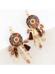 LA CHIQUITA Pozłacane kolczyki z kryształami i jaspisami rozmiar: onesize. Brązowe kolczyki damskie LA CHIQUITA, z jaspisem, pozłacane. Za 122.45 zł.