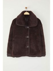 Trendyol Płaszcz pluszowy w kolorze ciemnobrązowym rozmiar: L. Brązowe płaszcze damskie Trendyol, l, bez wzorów, bez kaptura. Za 193.95 zł.