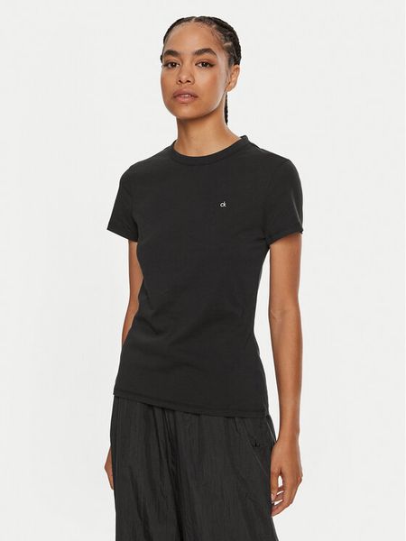 Calvin Klein T-Shirt Emb Graphic K20K208061 Czarny Slim Fit. Czarne t-shirty damskie Calvin Klein, xl, bez wzorów, z bawełny, bez kołnierzyka. Za 119.99 zł.
