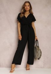 Czarny Kombinezon z Wiskozy Zotolio. Czarne sukienki damskie Renee, bez wzorów, z materiału, eleganckie, bez ramiączek. W wyprzedaży za 63.99 zł.