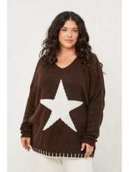 Curvy Lady Sweter w kolorze brązowym rozmiar: 44/46. Brązowe swetry klasyczne damskie Curvy Lady, ze splotem, bez kołnierzyka. Za 86.99 zł.