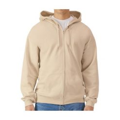 Bluza z kapturem i zamkiem błyskawicznym Gildan. Białe bluzy damskie GILDAN, s, bez wzorów, z dżerseju, z kapturem. Za 213.95 zł.