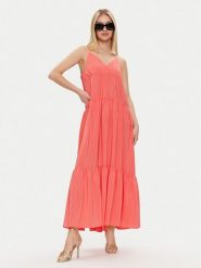 Sisley Sukienka letnia 43A2LV05P Koralowy Loose Fit. Pomarańczowe sukienki damskie Sisley, bez wzorów, z syntetyku, bez ramiączek. Za 329.99 zł.
