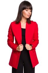 Czerwony Dzianinowy Dłuższy Żakiet bez Zapięcia. Czerwone marynarki i żakiety damskie MOE, l, bez wzorów, z bawełny. Za 309.90 zł.