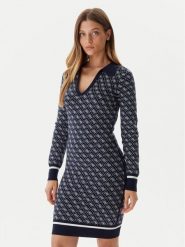 Guess Sukienka dzianinowa W5BK25 Z3JD2 Granatowy Slim Fit. Niebieskie sukienki damskie Guess, z aplikacjami, z dzianiny, bez ramiączek. Za 429.99 zł.