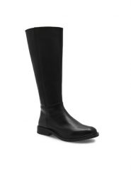 Lasocki Kozaki OCE-FOCUS-21 Czarny. Czarne kozaki damskie Lasocki, ze skóry, bez obcasa, na płaskiej podeszwie, bez zapięcia. Za 429.99 zł.