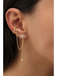 Miu Silver Pozłacany kolczyk z cyrkoniami rozmiar: onesize. Szare kolczyki damskie Miu Silver, z cyrkonią, pozłacane. Za 104.99 zł.