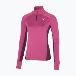 Bluza do biegania damska Mizuno Hybrid Tee Half Zip. Czerwone bluzy damskie Mizuno, xl, bez wzorów, z elastanu, bez kaptura. Za 119.99 zł.