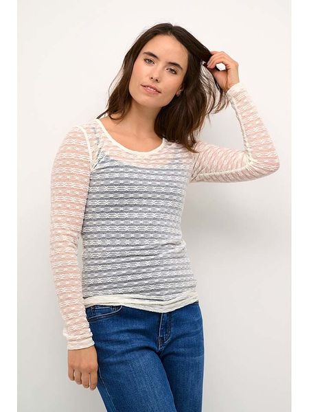 Kaffe Koszulka w kolorze kremowym rozmiar: M. Brązowe bluzki damskie Kaffe, m, bez wzorów, bez kołnierzyka, bez ramiączek. Za 74.28 zł.