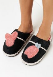 Czarne Kapcie z Futerkiem i Ozdobą Bincaster. Czarne kapcie damskie Born2be, z futra. Za 34.99 zł.