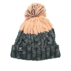 Czapka z pomponem – rozmiar uniwersalny – podszewka – unisex (szary/różowy). Szare czapki damskie SURF MONKEY, bez wzorów, z materiału. Za 179.95 zł.