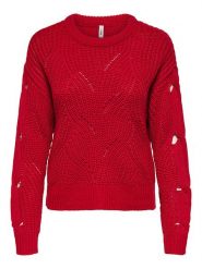 ONLY Sweter w kolorze czerwonym rozmiar: XS. Czerwone swetry klasyczne damskie Only, xs, ze splotem, bez kołnierzyka. Za 56.93 zł.