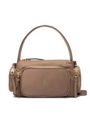 Calvin Klein Torebka Pocket Nylon Bag W/Strap LV04F3132G Beżowy. Brązowe torebki klasyczne damskie Calvin Klein, z materiału, bez dodatków. Za 449.99 zł.