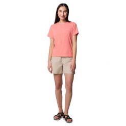 T-shirt sportowy z krótkim rękawem damski Sun Trek W SS II Tee. Fioletowe koszulki sportowe damskie Columbia, s, bez wzorów, z bawełny, bez ramiączek. Za 99.99 zł.