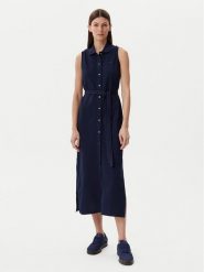 Lacoste Sukienka koszulowa EF1107 Granatowy Regular Fit. Niebieskie sukienki damskie Lacoste, bez wzorów, z bawełny, bez ramiączek. Za 419.99 zł.