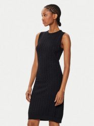 Armani Exchange Sukienka dzianinowa 8NYA9A YMH6Z 1200 Czarny Slim Fit. Czarne sukienki damskie Armani Exchange, bez wzorów, z dzianiny, bez ramiączek. Za 559.99 zł.