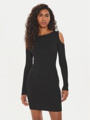 Guess Sukienka dzianinowa W4YK08 Z3FF0 Czarny Regular Fit. Czarne sukienki damskie Guess, z aplikacjami, z dzianiny, bez ramiączek. Za 599.99 zł.