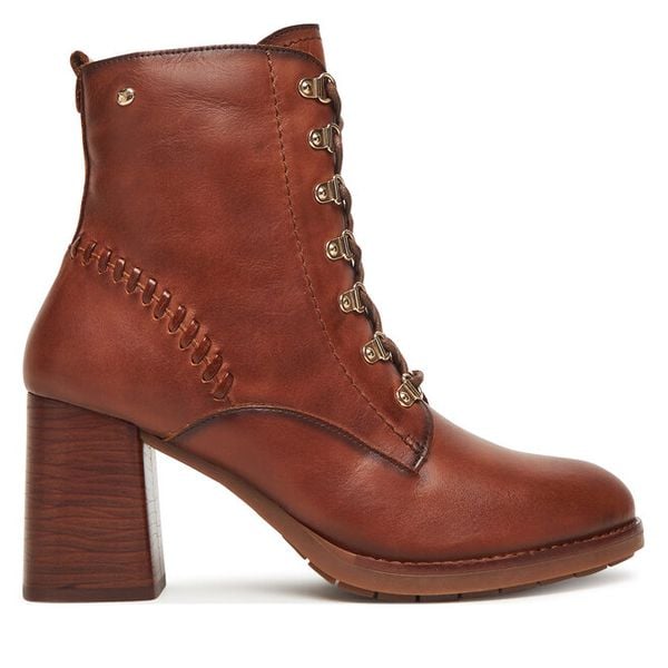 Trzewiki Pikolinos. Brązowe botki damskie Pikolinos, bez obcasa, na słupku, bez zapięcia. Za 619.99 zł.