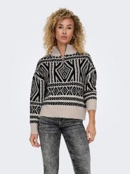 ONLY Sweter w kolorze kremowo-czarnym rozmiar: XS. Brązowe swetry klasyczne damskie Only, xs, z wełny, bez kołnierzyka. Za 83.22 zł.