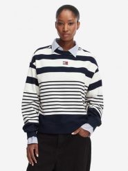Tommy Jeans Bluza DW0DW22824 Granatowy Regular Fit. Niebieskie bluzy damskie Tommy Jeans, l, bez wzorów, z bawełny, bez kaptura. Za 449.99 zł.
