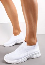 Białe Wsuwane Buty Sportowe na Płaskiej Podeszwie Sheina. Białe obuwie sportowe casual damskie Renee, tenisowe. Za 44.99 zł.