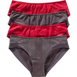 Figi "hipster" (4 pary) bonprix czerwono-szary. Czerwone figi bonprix, z satyny. Za 27.96 zł.