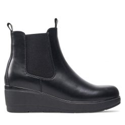 Botki Clara Barson. Czarne botki damskie Clara Barson, bez obcasa, na koturnie, bez zapięcia. Za 149.99 zł.