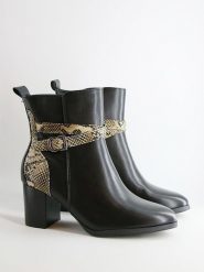 Bellucci Botki w kolorze czarno-beżowym rozmiar: 37. Brązowe botki damskie Bellucci, ze skóry, eleganckie, bez obcasa, bez zapięcia. Za 152.99 zł.