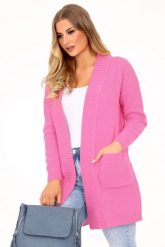 Różowy Stylowy Kardigan bez Zapięcia. Czerwone kardigany damskie Merribel, m, bez wzorów, z materiału. Za 109.90 zł.