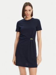 Lacoste Sukienka codzienna EF0583 Granatowy Regular Fit. Niebieskie sukienki damskie Lacoste, bez wzorów, z bawełny, bez ramiączek. Za 629.99 zł.