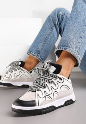Białe Sneakersy z Szerokimi Sznurówkami Nolita. Białe obuwie sportowe damskie Renee, bez zapięcia. Za 99.99 zł.