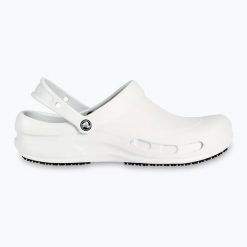 Klapki Crocs Work Bistro. Białe klapki damskie Crocs, bez wzorów, bez obcasa, bez zapięcia. Za 159.00 zł.