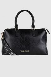 VALENTINO Czarny kuferek bagel we wzór węża. Czarne kuferki damskie Valentino by Mario Valentino, bez dodatków. W wyprzedaży za 399.99 zł.