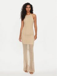 Guess Sukienka codzienna Sophie W4GK24 Z3E60 Beżowy Slim Fit. Brązowe sukienki damskie Guess, z aplikacjami, z bawełny, bez ramiączek. Za 539.99 zł.