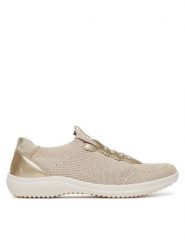 Remonte Sneakersy D1E05-60 Złoty. Żółte obuwie sportowe damskie Remonte, z materiału, bez zapięcia. Za 249.99 zł.