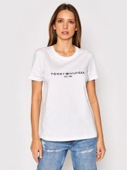 Tommy Hilfiger T-Shirt Heritage C-Nk WW0WW31999 Biały Regular Fit. Białe t-shirty damskie Tommy Hilfiger, xs, bez wzorów, z bawełny, bez kołnierzyka. Za 149.99 zł.