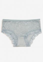 Jasnoniebieskie Koronkowe Majtki Figi z Bawełny Kathrin. Niebieskie figi Renee, bez wzorów, z bawełny. Za 3.99 zł.