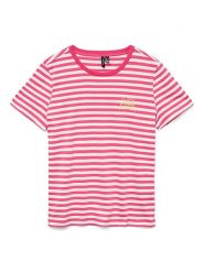 Vero Moda Koszulka w kolorze różowo-białym rozmiar: XS. Białe bluzki damskie Vero Moda, xs, bez wzorów, z bawełny, bez kołnierzyka, bez ramiączek. Za 68.45 zł.